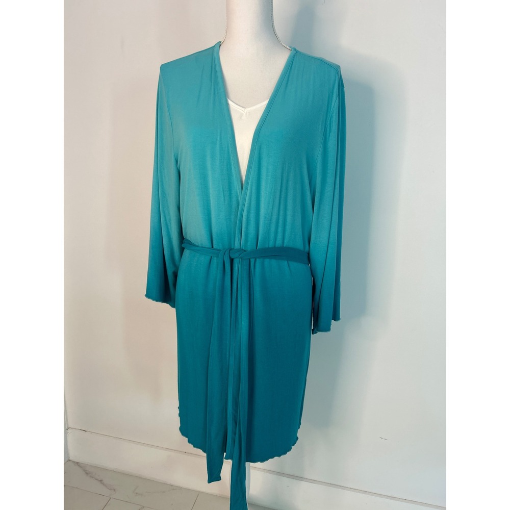 NWT Turquoise Ombre Jersey Knit Tie Waist Lounge Robe Small/Medium